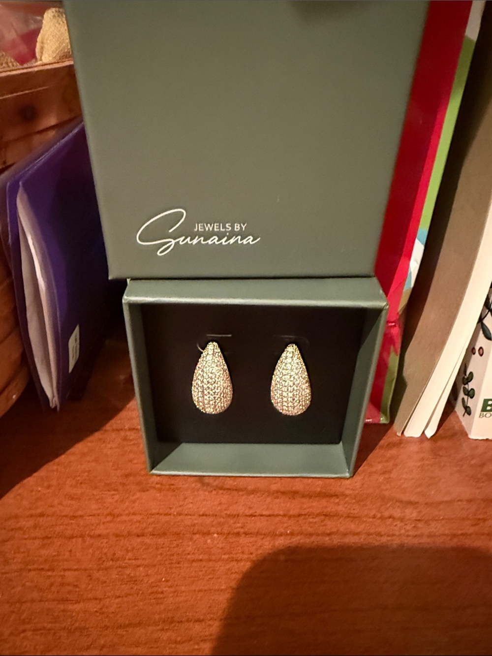 Gold Pave Teardrop Earrings